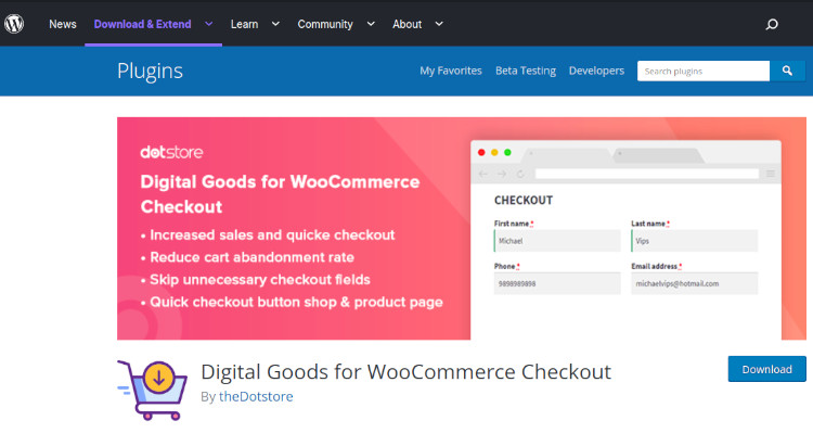 Digital Goods for WooCommerce Checkout