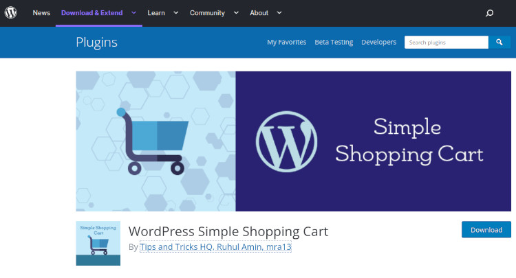 WordPress Simple Shopping Cart